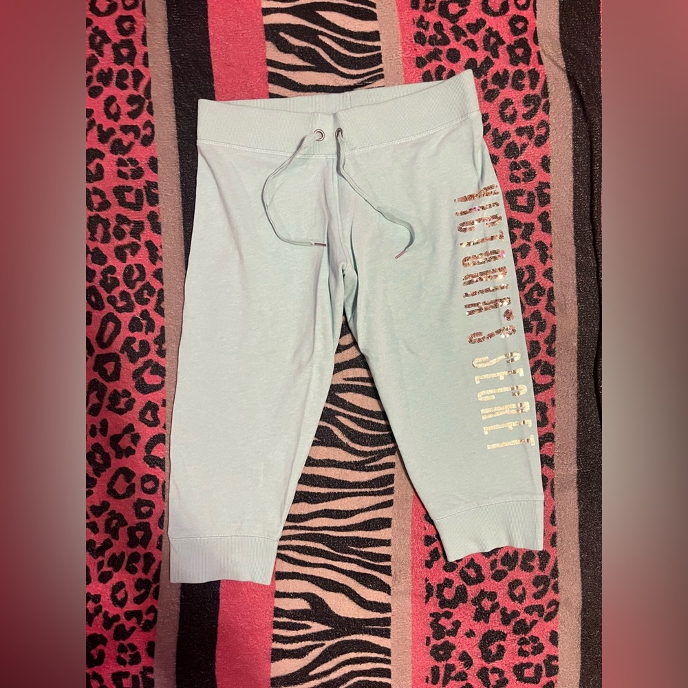 Vintage Victoria's Secret BLING sequins teal capris